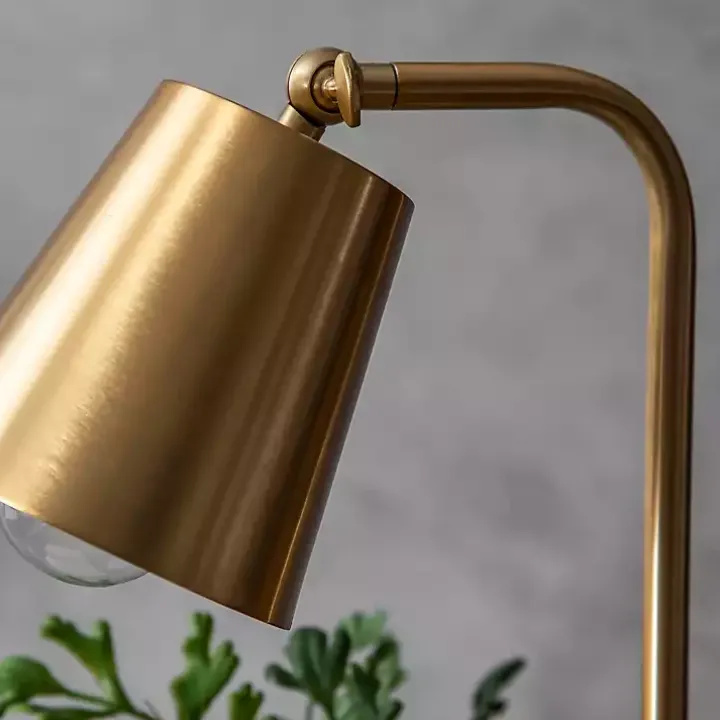Brass Cone Desk Lamp with Marble Base