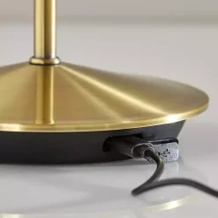 Brass Metal Rattan Shade Cordless Table Lamp