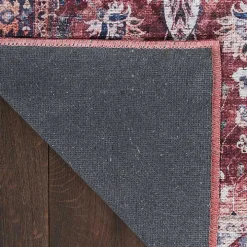 Brick Vintage Floral Washable Area Rug, 5x7