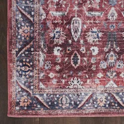 Brick Vintage Floral Washable Area Rug, 5x7