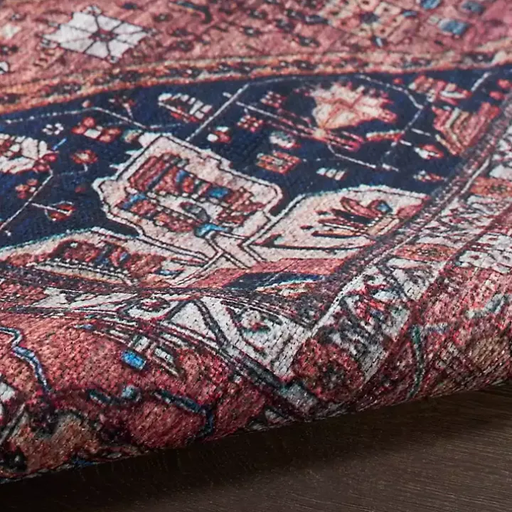 Brick Vintage Medallion Washable Area Rug, 5x7