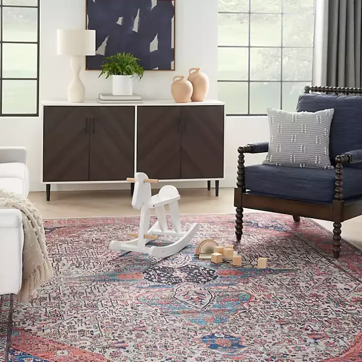 Brick Vintage Medallion Washable Area Rug, 5x7