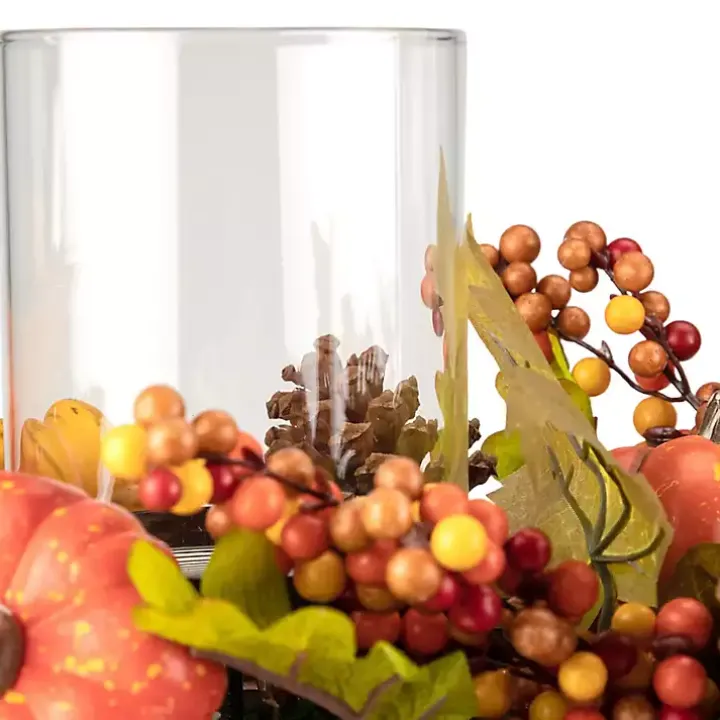 Bright Pumpkin and Leaves Candle Centerpiece