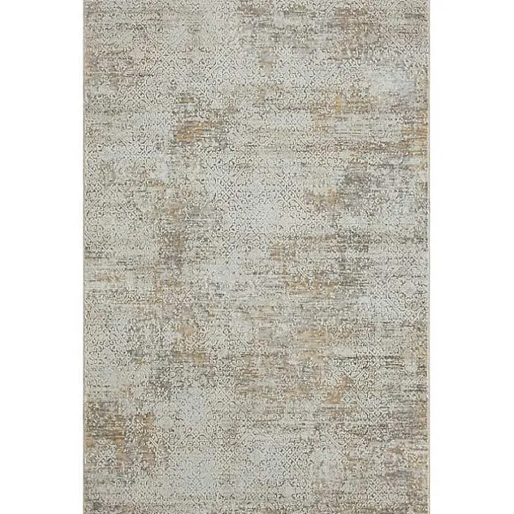 Brisbane Beige Faded Damask Area Rug, 2x3