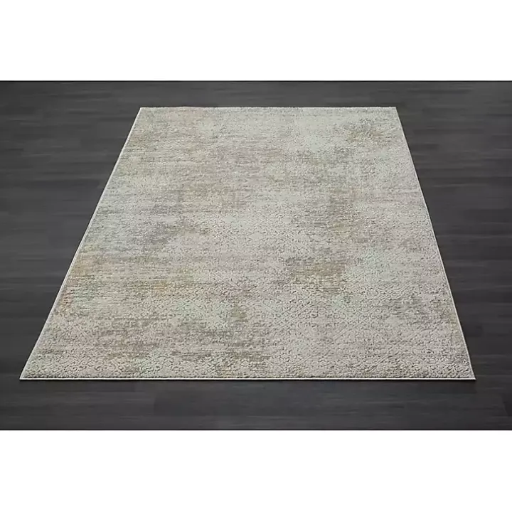 Brisbane Beige Faded Damask Area Rug, 2x3