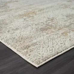 Brisbane Beige Faded Damask Area Rug, 4x6