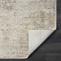 Brisbane Beige Faded Damask Area Rug, 8x10