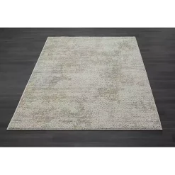 Brisbane Beige Faded Damask Area Rug, 8x10