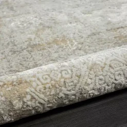 Brisbane Beige Faded Damask Area Rug, 8x10