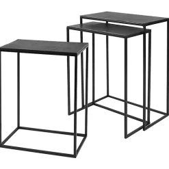 Bronze & Black Metal Nesting Side Tables, Set of 3