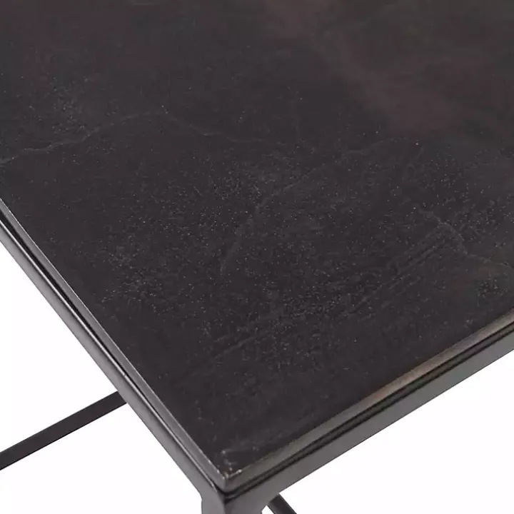 Bronze & Black Metal Nesting Side Tables, Set of 3