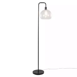 Bronze and Seeded Glass Shade Floor Lamp