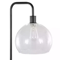 Bronze and Seeded Glass Shade Floor Lamp