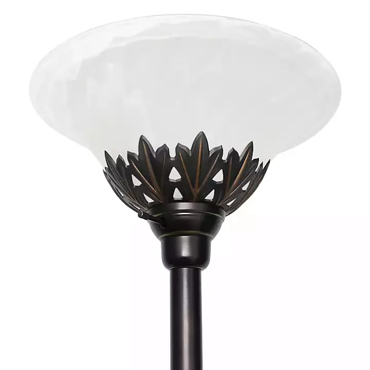 Bronze and White 3-Scallop Glass Floor Lamp