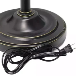 Bronze and White 3-Scallop Glass Floor Lamp