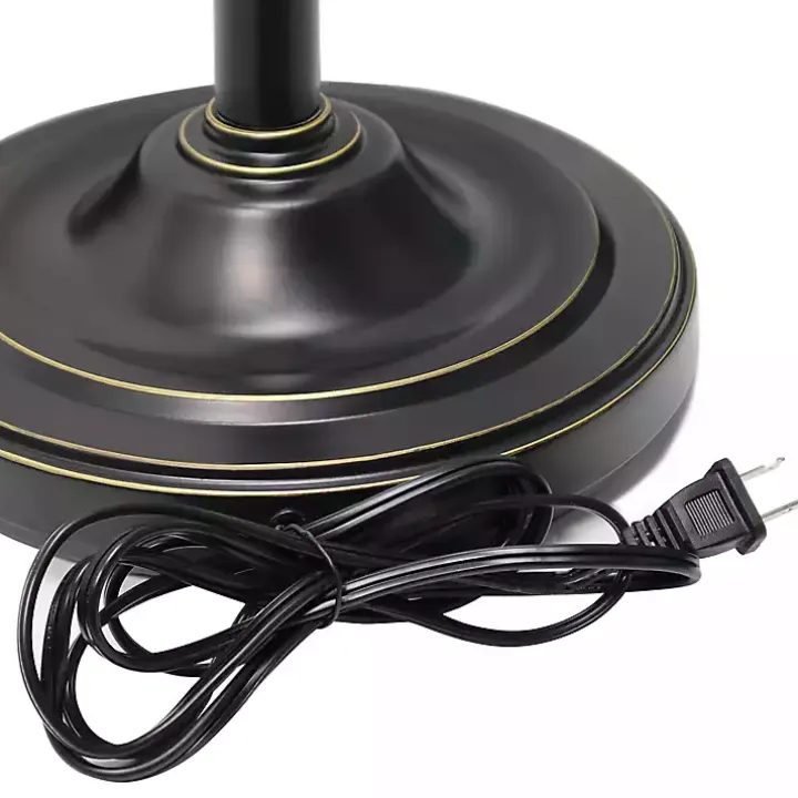 Bronze and White 3-Scallop Glass Floor Lamp