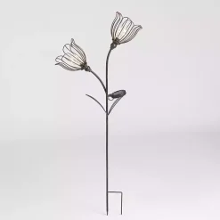 Bronze Flowers Solar Lantern Yard Stake