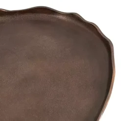 Bronze Metal Deckled Edge Oval Coffee Table