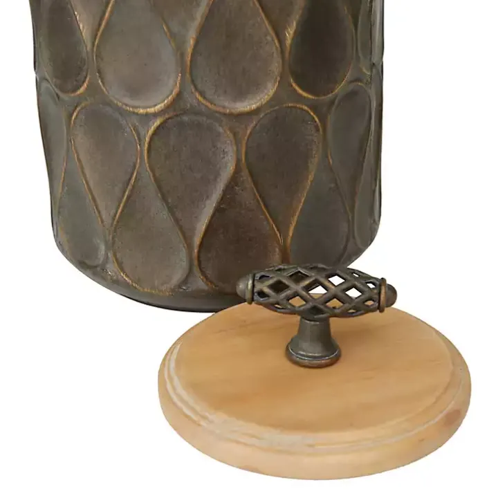 Bronze Metal Lattice Grid Jars, Set of 3