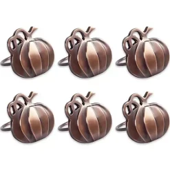 Bronze Metal Pumpkin Napkin Rings, Set of 6