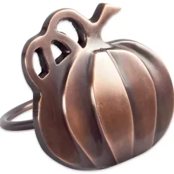 Bronze Metal Pumpkin Napkin Rings, Set of 6