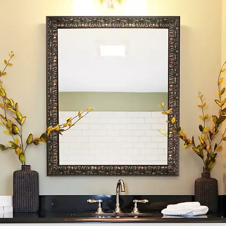 Bronze Ornate Beveled Framed Wall Mirror