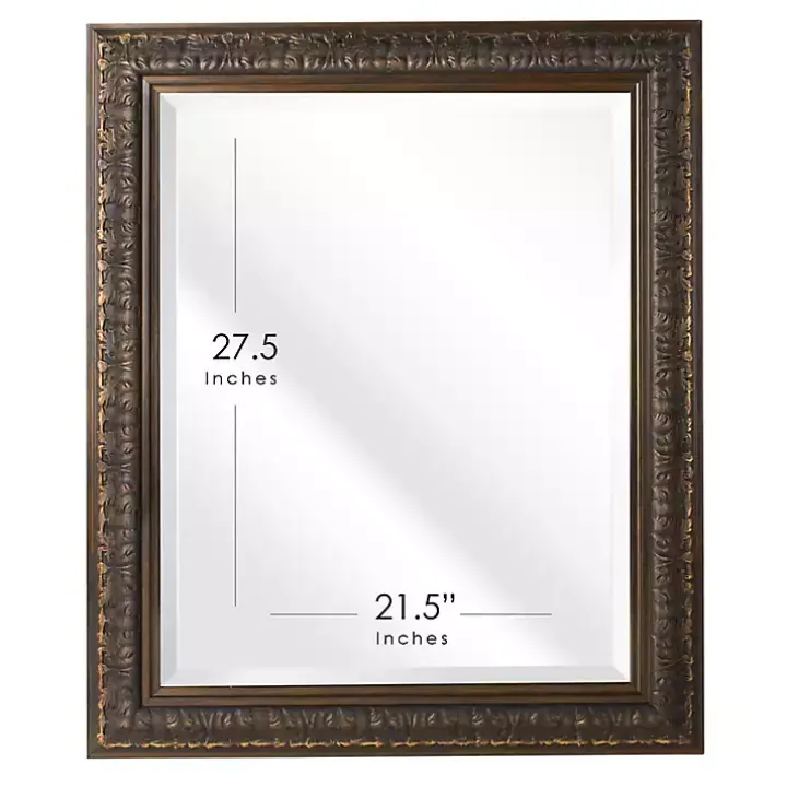 Bronze Ornate Beveled Framed Wall Mirror