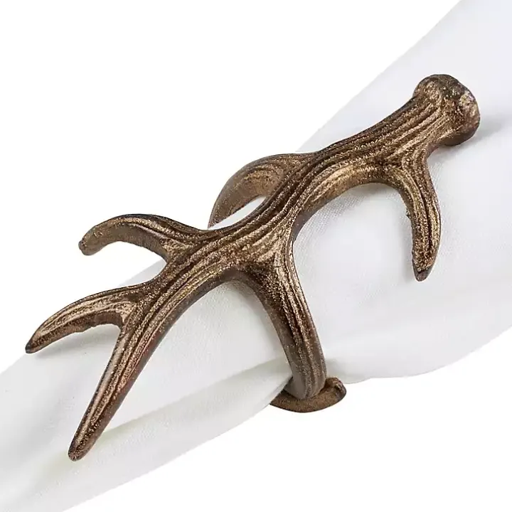 Bronze Reindeer Antler Napkin Rings, Set of 4