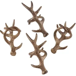 Bronze Reindeer Antler Napkin Rings, Set of 4