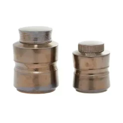 Bronze Ribbed Ceramic Jars, Set of 2