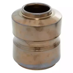 Bronze Ribbed Ceramic Jars, Set of 2