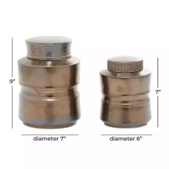 Bronze Ribbed Ceramic Jars, Set of 2