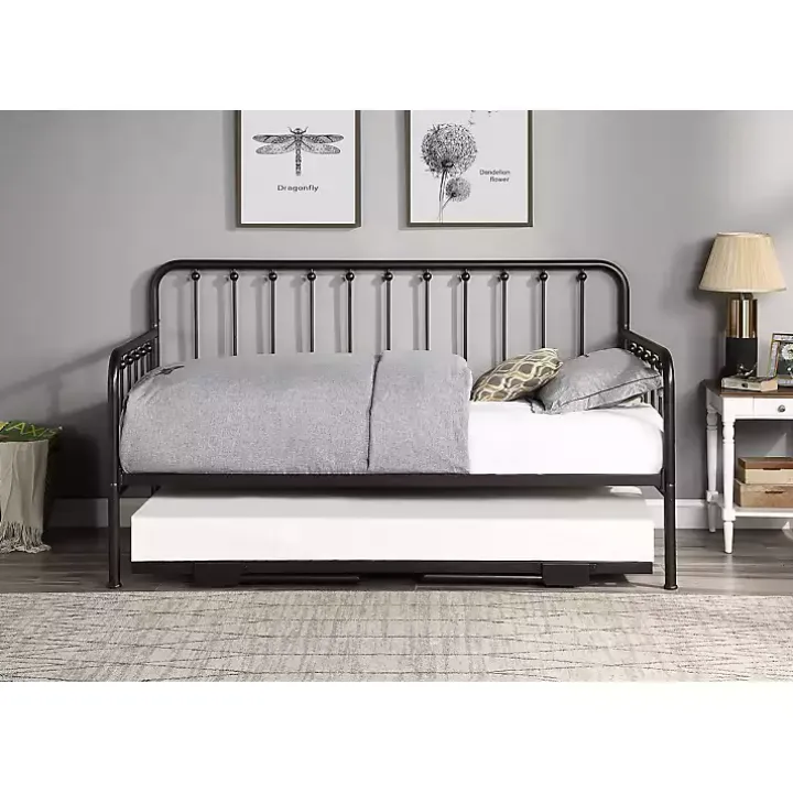 Bronze Spindleback Metal Trundle Day Bed