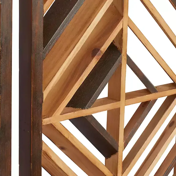 Bronze Tan Wood Geometric Wall Plaques, Set of 3