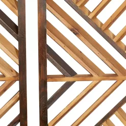 Bronze Tan Wood Geometric Wall Plaques, Set of 3