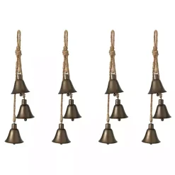 Bronze Trio Hanging Christmas Bells, Set of 4