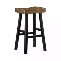 Brown & Black Wood Bar Stools, Set of 2