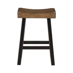 Brown & Black Wood Counter Stools, Set of 2