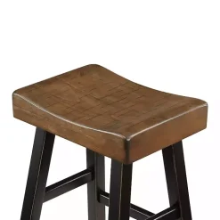 Brown & Black Wood Counter Stools, Set of 2