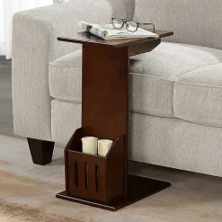 Brown Accent Table with Magazine Holder