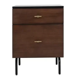 Brown and Black 2-Drawer Nightstand