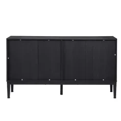 Brown and Black Wood Chevron 4-Door Sideboard