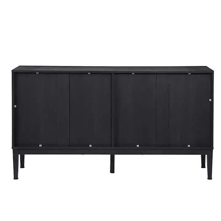 Brown and Black Wood Chevron 4-Door Sideboard