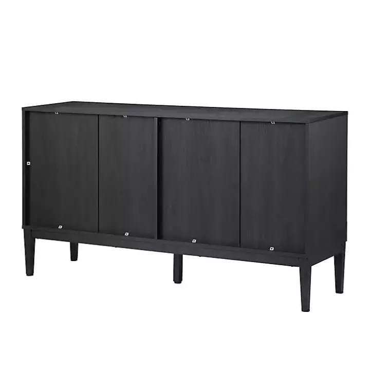 Brown and Black Wood Chevron 4-Door Sideboard