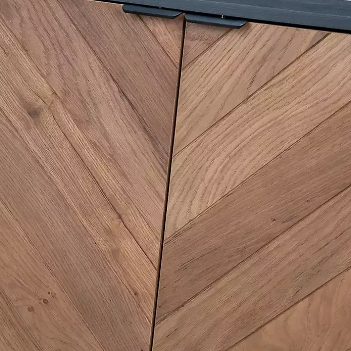 Brown and Black Wood Chevron 4-Door Sideboard