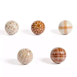 Brown and Cream Porcelain Orbs, Set of 5
