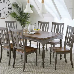 Brown and Gray Traditional Wood Dining Table