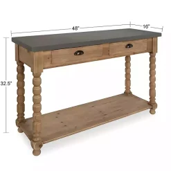 Brown and Gray Wood 2-Drawer Console Table