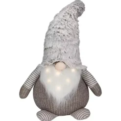 Brown and White Knit LED Gnome