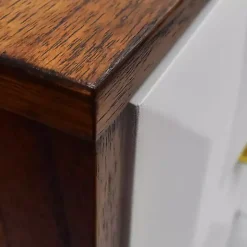 Brown and White Wood 2-Drawer Nightstand